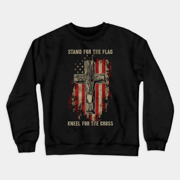 Stand for the flag. Kneel for the cross Crewneck Sweatshirt by jqkart